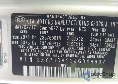 2018 Kia Sorento 3.3L Ex from USA, damaged, VIN 5XYPHDA55JG349837